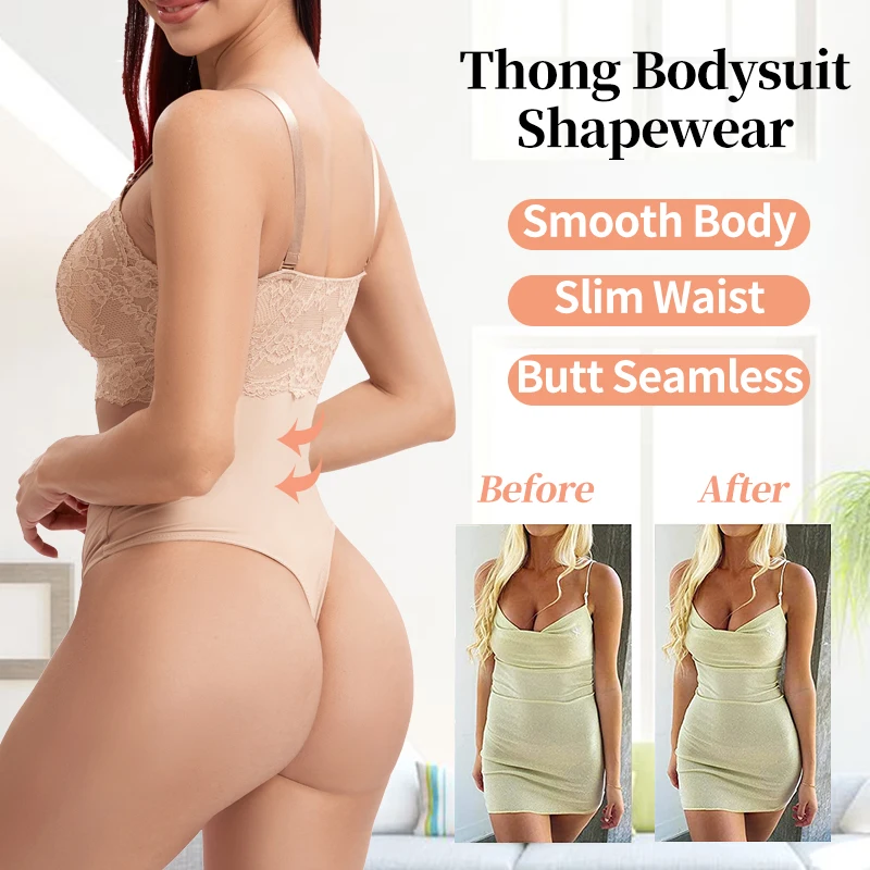 Lace Thongs Bodysuit Shapewear Women Seamless Full Body Shaper Slimming Waist Tummy Control Underwear Flat Belly Smooth Corset Waist Trainer Women Body Shaper Sexy Bodysuit