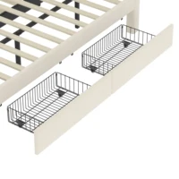 Ensembles de chambre à coucher 2 pièces, lit plateforme rembourré Queen Size avec lit gigogne, 2 tiroirs légers et rangement de Charge USB, pieds métalliques 2