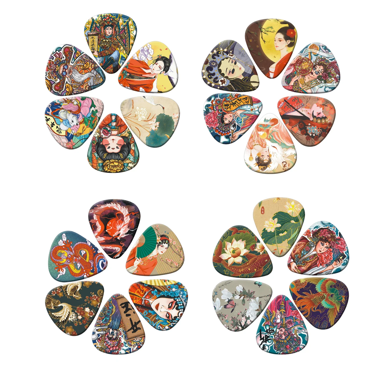 0.46/0.71/1.0Mm 10Pcs Guitar Paddles Chinese Style Acoustic Guitar Picks Musical Instrument Accessories Pick Accessories