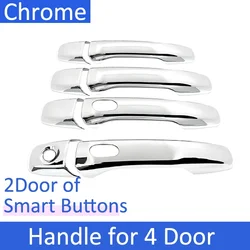 Chrome Smart Door Handle Cover - Car Exterior Styling Accessory with Protective Film Stickers (4Handle 2 Buttons)