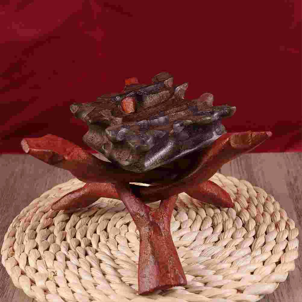 

Display Shelf Wooden Tripod Abalone Shell Holder Carved Spheres Jewelry Dish Stand