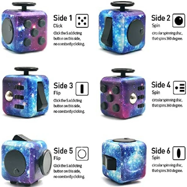 Stress Relief Fidget Cube - 6-sided Abs Spinning Desk Toy For Adults