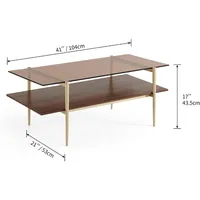 Tadio Double Layer Glass Coffee Table for Living Room,  MDF Bottom Shelf 2