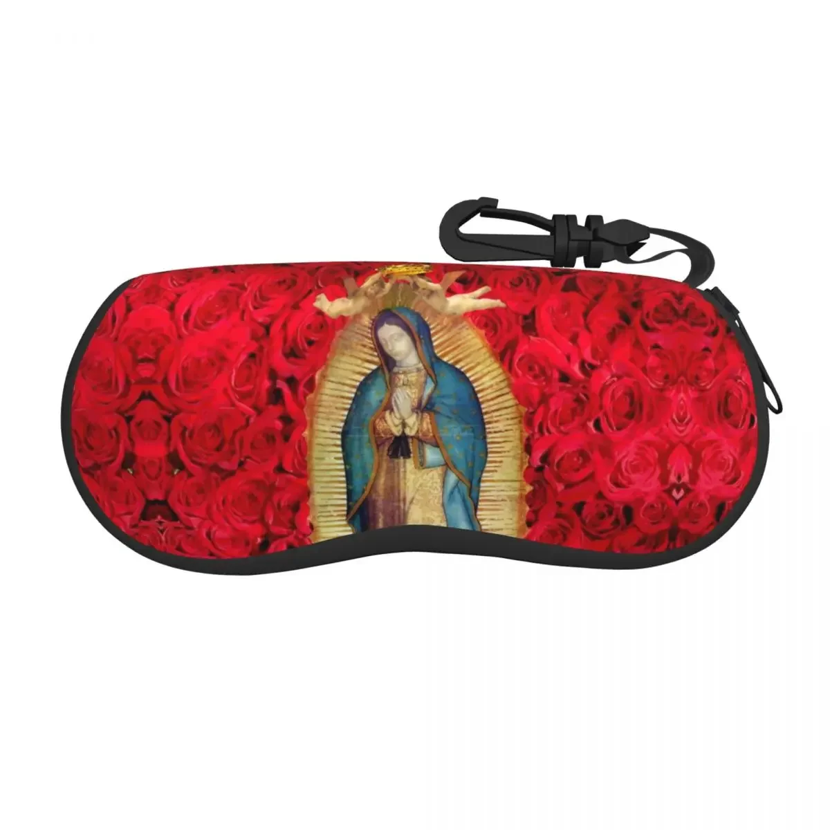 Guadalupe Virgin Mary With Flowers Shell Glasses Case Unisex Travel Catholic Eyeglasses Case Sunglasses Protector Box