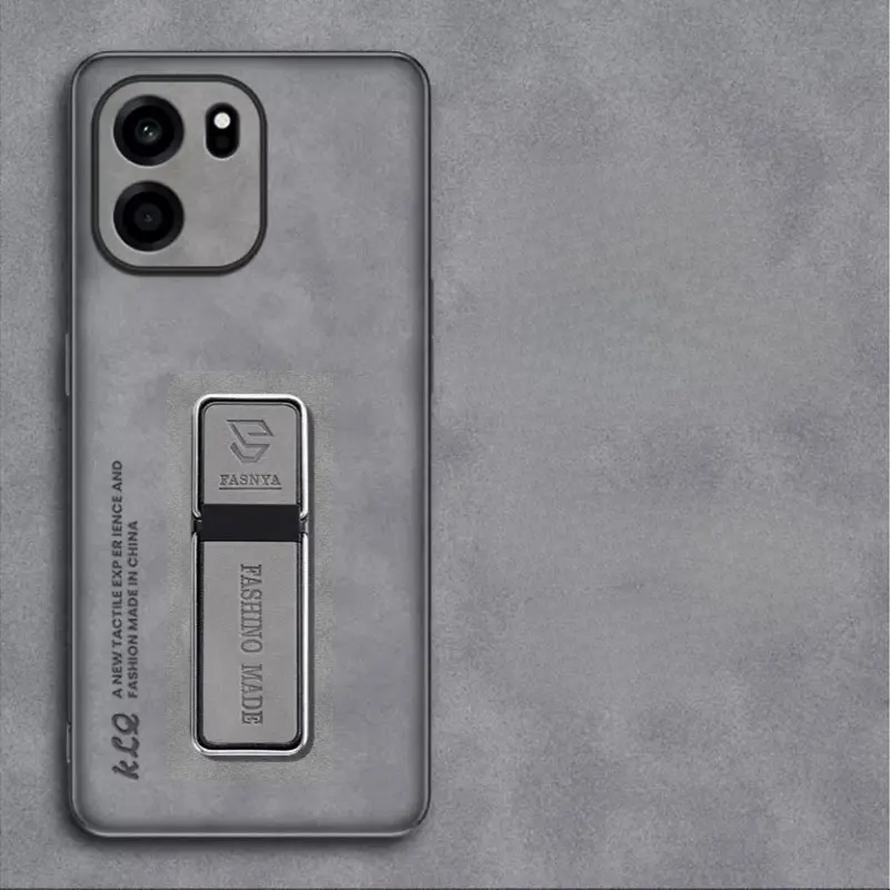 Leather Magnetic Holder Shockproof Case - Matte Finish Phone Back Cover