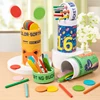 Kids Color Classification Cognition Cup Kindergarten Montessori Early Education Classification Bucket Colored Wooden Stick Toys 1