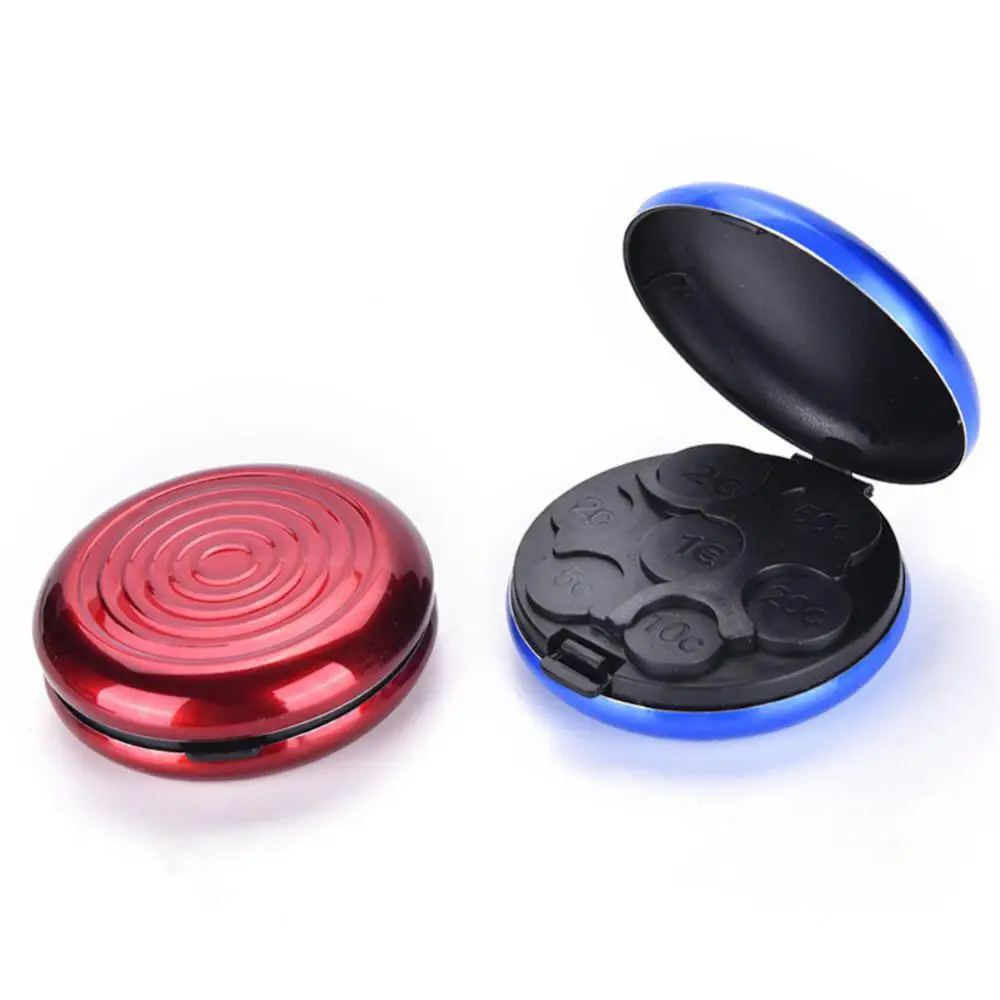 Round Euro Coin Dispenser Storage Purse Wallet Holders Storage Box Aluminum Alloy Plastic USD Purse Wallet Holders