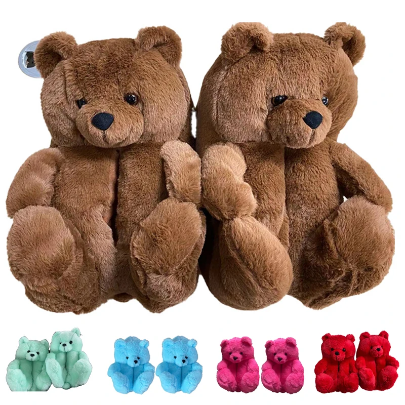 

winter ladies slippers teddy bear slippers At home Warm slippers lovers Home Furnishings teddy bear slippers lovely fashion