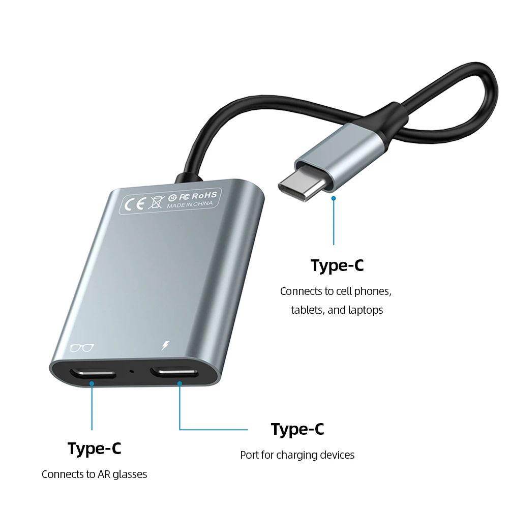 USB-C 허브 및 데이터 전송 USB C 도킹 스테이션, AR 안경 및 노트북 PC용 C타입 어댑터, 2 in 1, PD100W, 10Gbps 멀티포트 어댑터