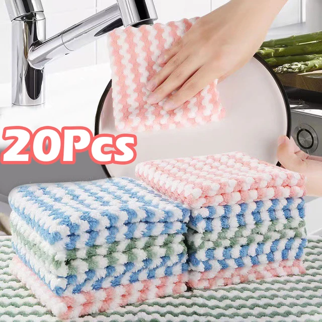 10/5Pcs Kitchen Cleaning Rag Coral Fleece Dish Washing Cloth