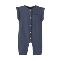 Summer Newborn Baby Romper Sleeveless Girl Boy Cotton Gauze Jumpsuit Solid Infant Soft Thin Gauze Cozy Rompers Pajamas 3
