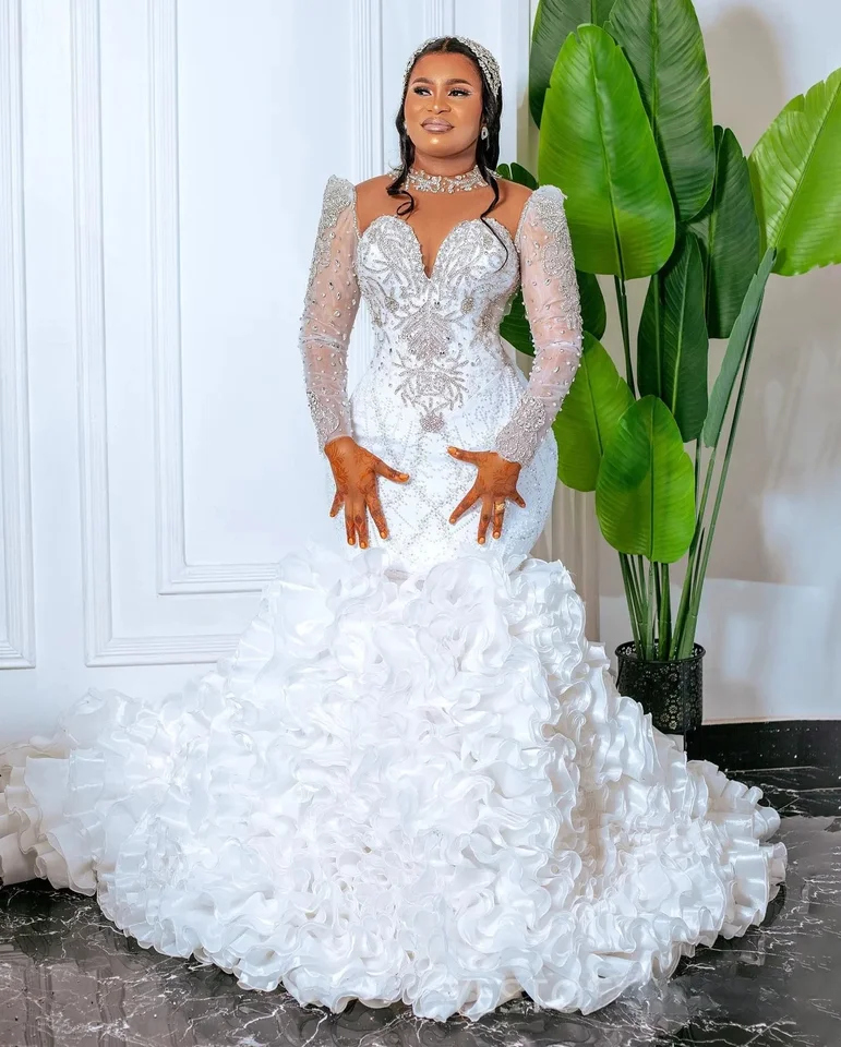 Lace Ball Gown Wedding Dresses With Bling And Corset Sparkly Crystals Beaded Mermaid Wedding Dresses Luxury Lace Ball Gown Wedding Dresses With Bling And Corset Sparkly Crystals Beaded Mermaid Wedding Dresses Luxury