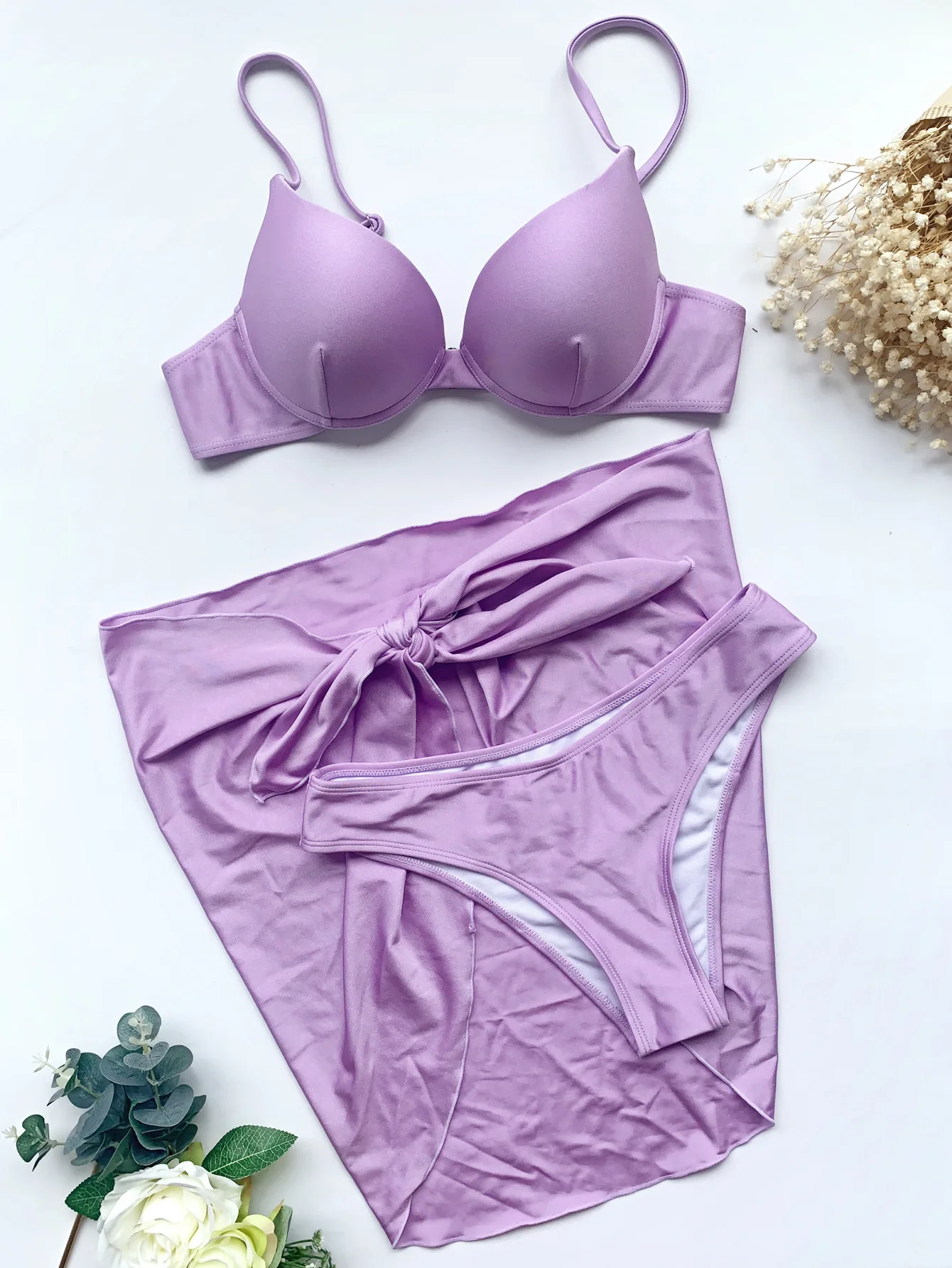 3PCS Bikini Women Brazilian Swimsuit Sexy Push Up Swimwear Female Bathers Bathing Swimming Suit Summer Beachwear