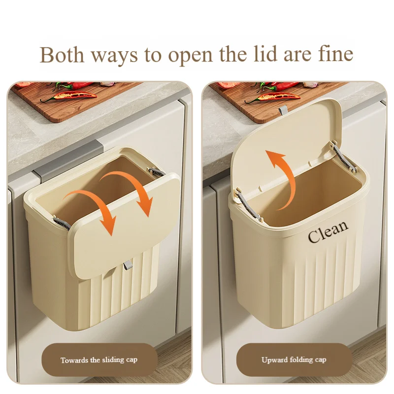Hanging Trash Can 8.5/12L For Kitchen Cabinet Door Wall Mounted Recycling Garbage Basket with Lid Bathroom Kitchen Accessories