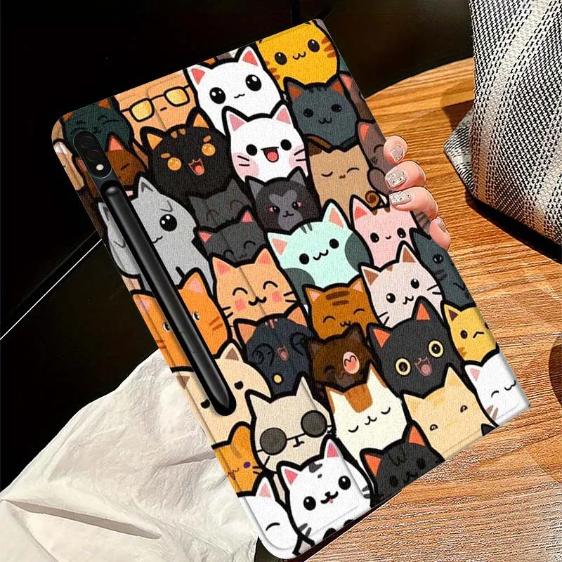 Cartoon Cat Flower Foldable Tablet Cover Case