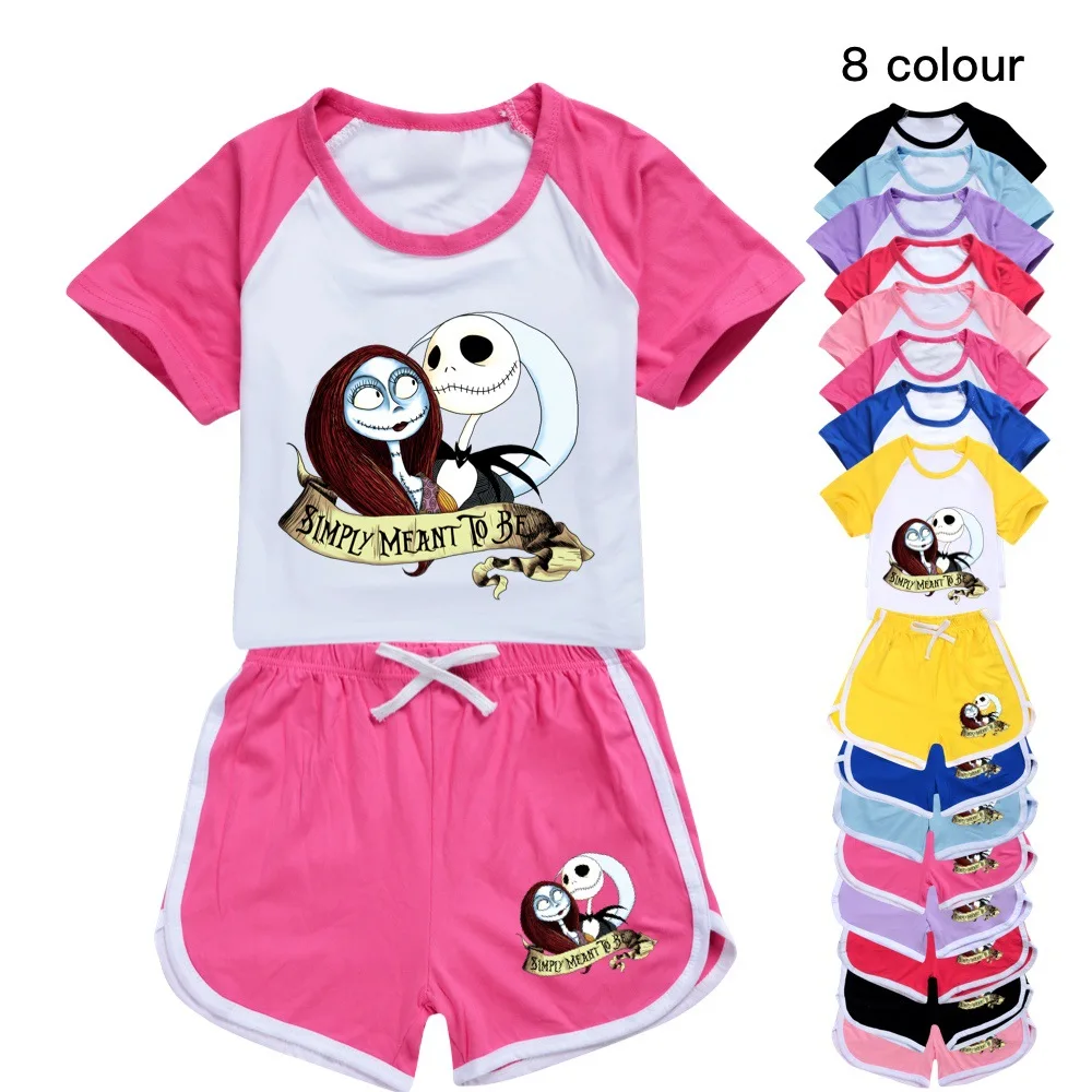 Nightmare Boys Sport Clothes Before Christmas Baby Girls Summer Short Sleeve T Shirt Shorts 2pcs Kids Pyjamas Suit Toddlers Tops