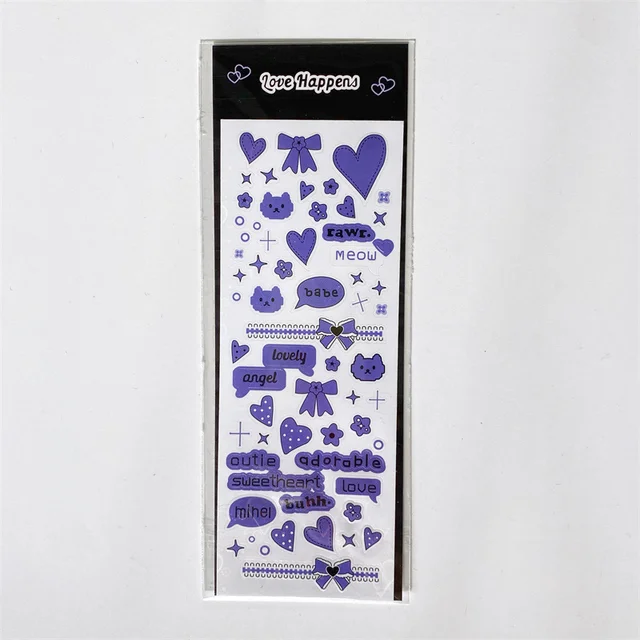 1Pc Shiny Pink Love Series Stickers Scrapbooking Decorative Cute Sticker Korean DIY Diary Album Stick Label School Stationery 1Pc Blue