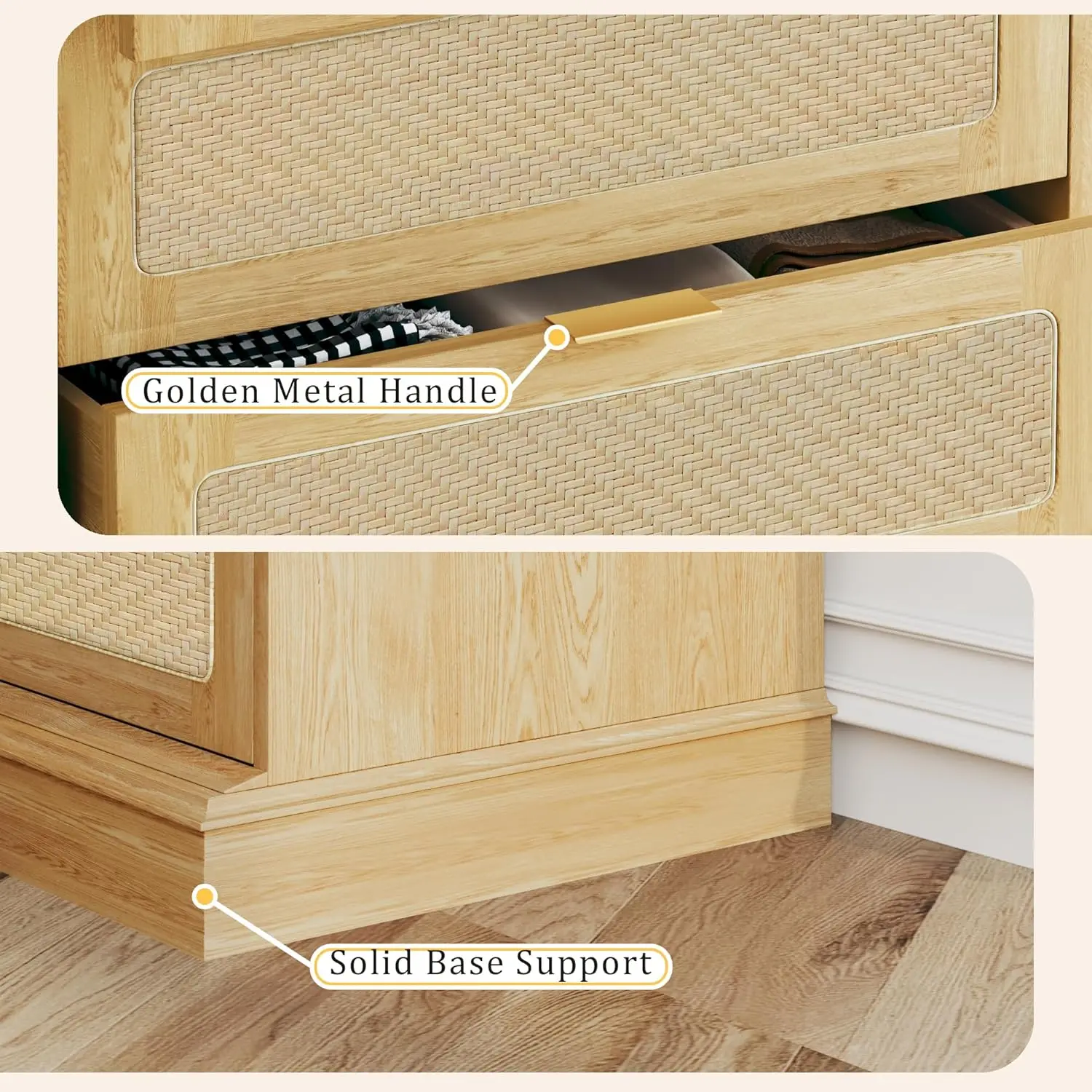 Boho Rattan 6-Drawer Dresser 5