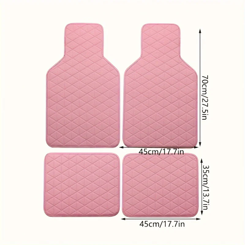 Car Floor Mat 4-piece waterproof PU leather Durable Fashionable All-weather Protection Easy to Clean Enhances Interior