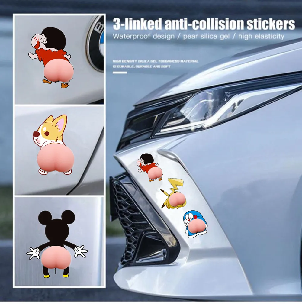 

3D Car Sticker Funny Silicone Buttocks Guard Anti Chafing Door Protector Cute Butt Anti-collision Decoration For Phone Case