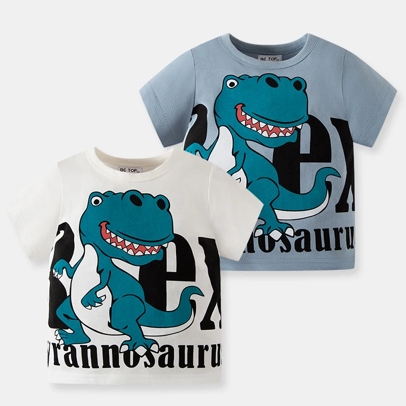 

Summer Children's Short-sleeved 12M-7Y Boy's Cotton T-shirt Half-sleeved Baby Cartoon Dinosaur Top
