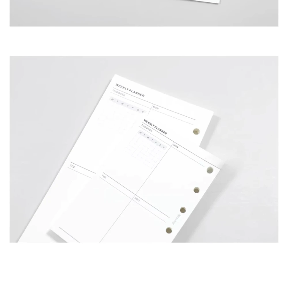 Minimalist Grid Weekly Planner Refill - Loose Leaf Notebook Journal Stationery Supplies