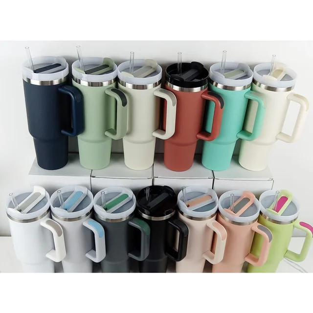 Large Capacity Cup 40OZ Tumbler With Handle And Straw Sublimation Sippy Cup  Blanks Vacuum Thermo Cup Travel Car Cup Coffee Mug - AliExpress