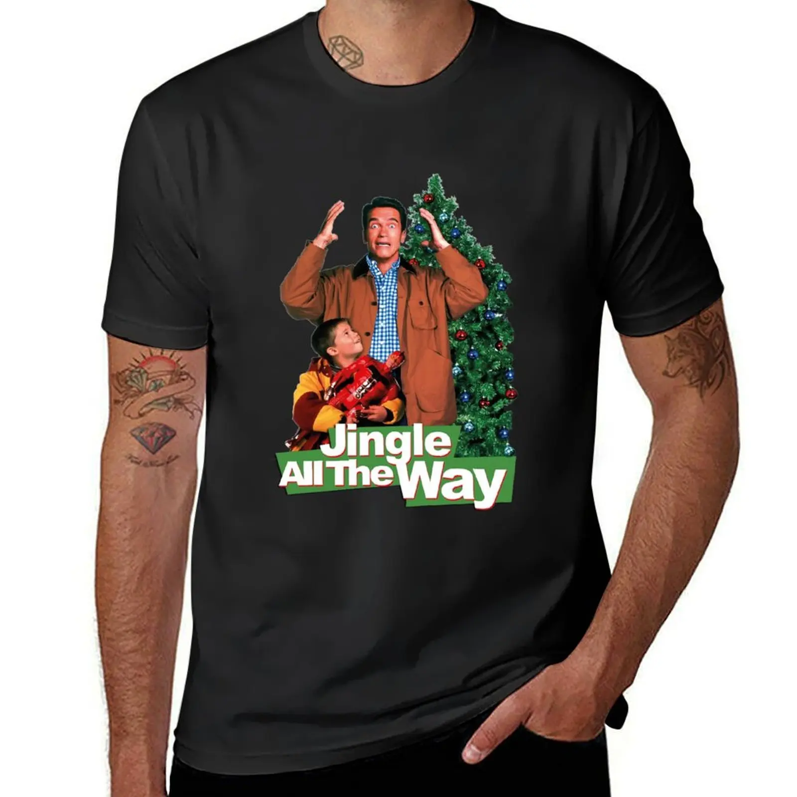 

JINGLE ALL THE WAY - THE PROMISED GIFT - Arnold Schwarzenegger - Christmas T-Shirt oversizeds blanks mens vintage t shirts