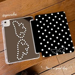 Polka Dot Angel Wing Mirror Tablet Case with Pen Holder and Smart Folded Edge Design - IPadAir3 10.5in (A)