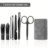 7 in 1 Nail Clippers and Beauty Tool Portable Set, Martensitic Stainless Steel Manicure Set, with Gray Leather Bag, Suitable for 2
