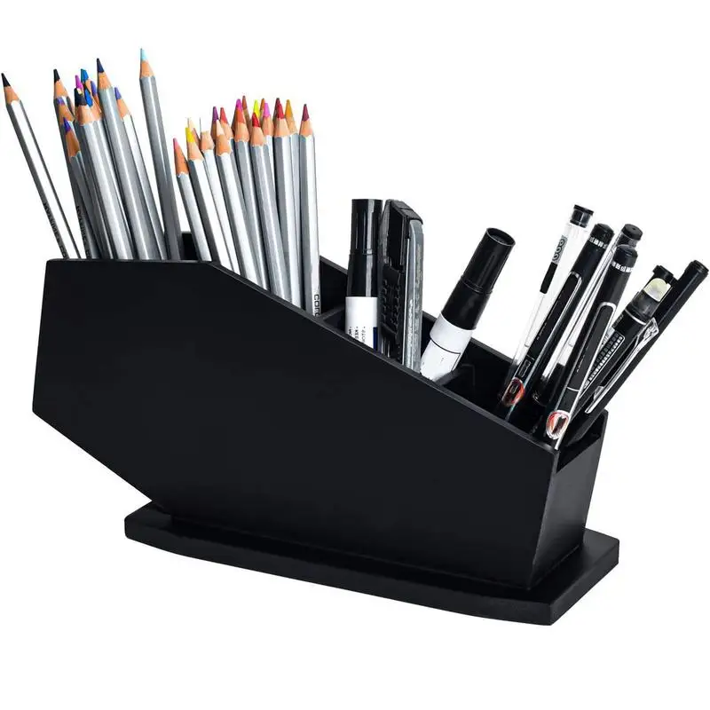 Day Night Cosmetic Brush Organizer Gothic Wooden Coffin Makeup Holder Cosmetic Storage Spooky Compartment Pen Holder 2