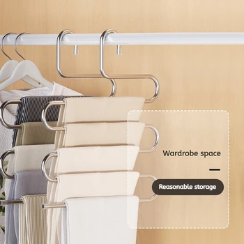 5 Layers Multi-functional Clothes Hangers Non-slip Pant Storage Rack Cloth Rack with Multiple Functions for Hanging and Storage 2