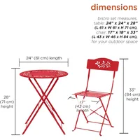 Indoor/Outdoor 3-Piece Bistro Set Folding Table and Chairs Patio Seating 2
