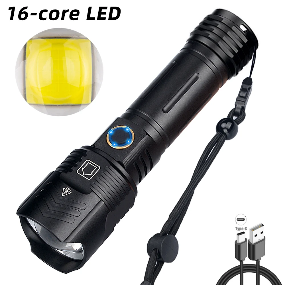 

Супер яркий зум 16-core XHP160LED 4800LM 45W 5-mdid USB TYPE-C перезаряжаемый выход/вход внешний аккумулятор фонарик Фонарь