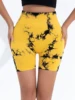 Shorts de yoga taille haute tie-dye pour femmes, shorts de sport côtelés sans couture, leggings de fitness à compression à séchage rapide