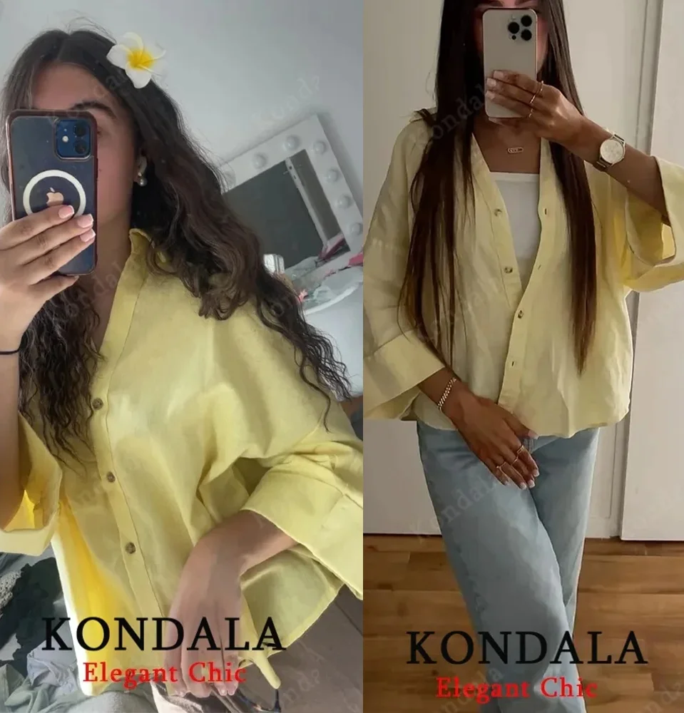 รูปสินค้า เสื้อเชิ้ตแขนกว้าง ผ้าลินิน ใส่สบาย แฟชั่นฤดูร้อน 2026