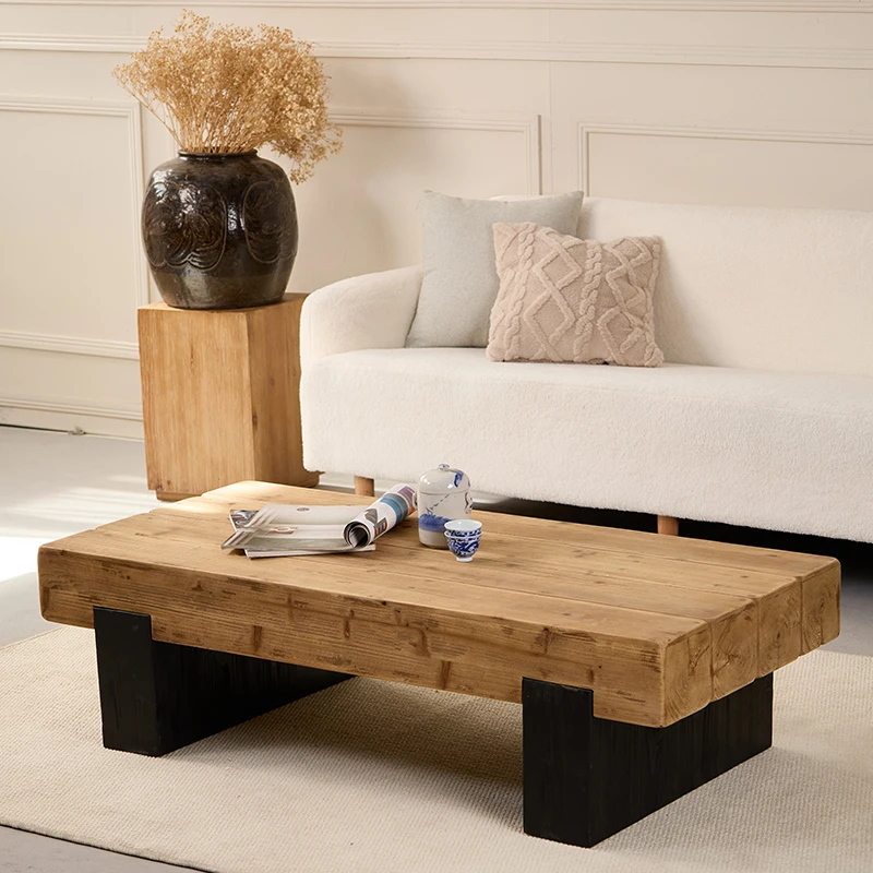 Solid wood small tea table, living room, sofa front home bed and breakfast, small apartment, low table, retro log, Nordic wabi-*