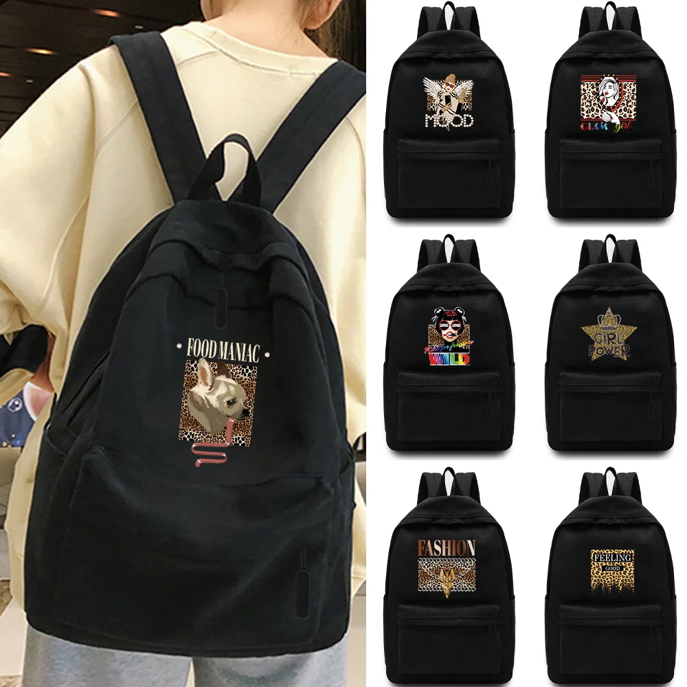 Unisex Shoulder Backpack Casual Leopard Pattern Hiking Travel Laptop Backpack Outdoor Sport School Bag Large Capacity Rucksack