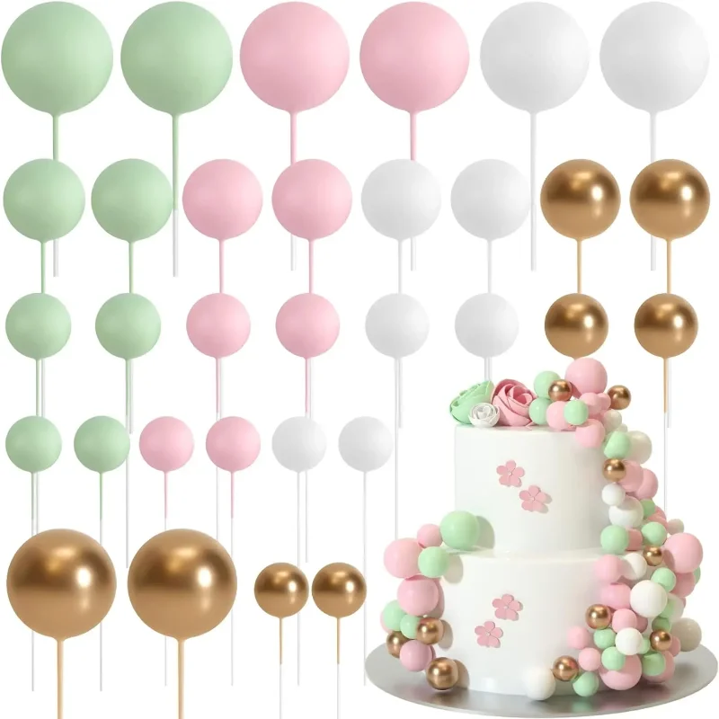 BOUBONI Taartdecoratie, 60 stuks, taarttoppers, taarttoppers, mini-ballonnen, taarttoppers voor taartdecoratie, verjaardag, feest, babyshower (glitter roze serie