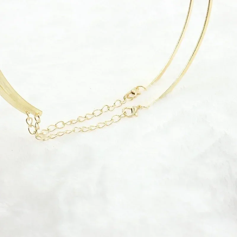 304 Stainless Steel Collar Neck Ring Necklace Silver Color Big Circle Metal Pendant Torque Statement Necklace Jewelry Findings