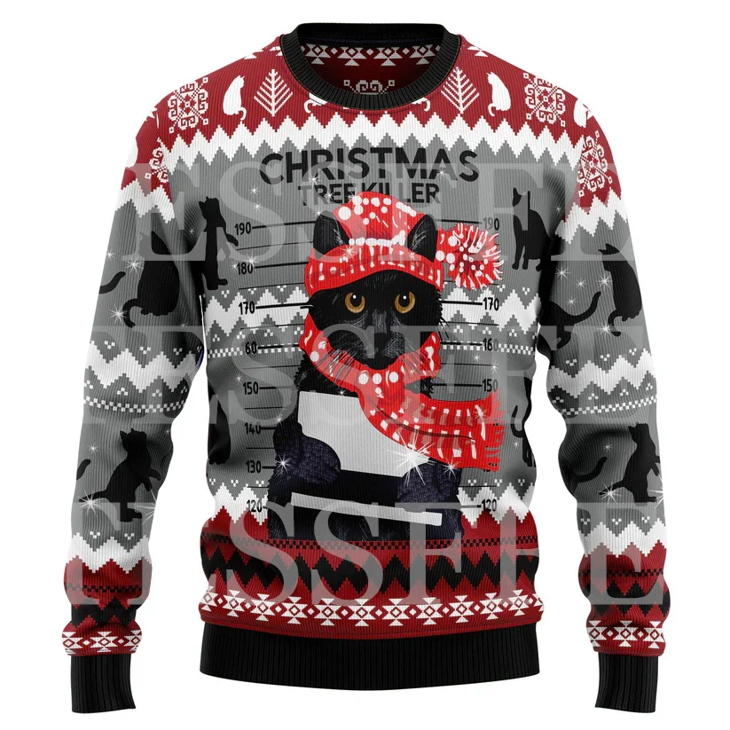 thumbnail image 1 of Suéter feo de punto de algodón para Halloween, perro, gato, oso, Navidad, suéter vintage de invierno, jersey retro de manga larga con impresión 3D, estilo informal, estilo Harajuku, 1 of 5