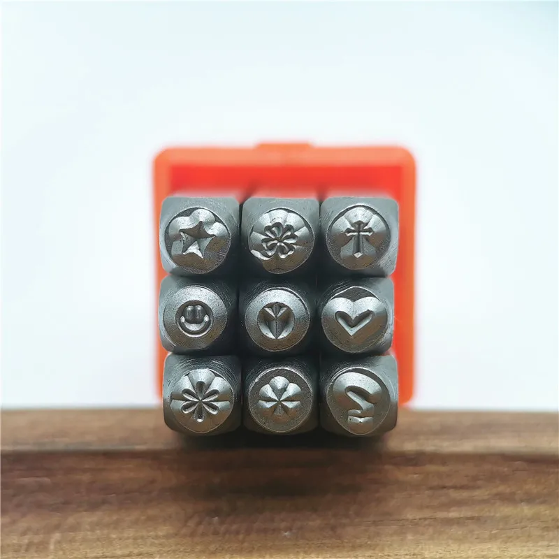 3mm Metal Stamping Set Symbol Steel Punch Custom Logo Pressing Silver Leather DIY Jewelry Making Start Heart Moon Patterns Stamp