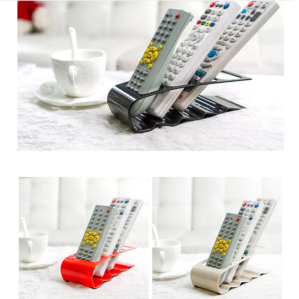 4 프레임 리모컨 정리함 홀더 컴팩트 디자인 휴대용 TV DVD VCR 리모컨 보관 랙 미끄럼 방지 베이스 그레이