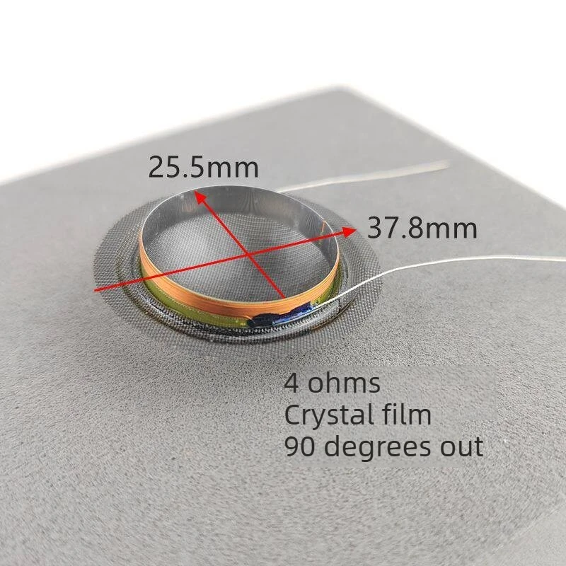 2개 25.5mm 트위터 스피커 보이스 코일 투명 크리스탈 필름 돔 트레블 사운드 다이어프램 코일 4옴