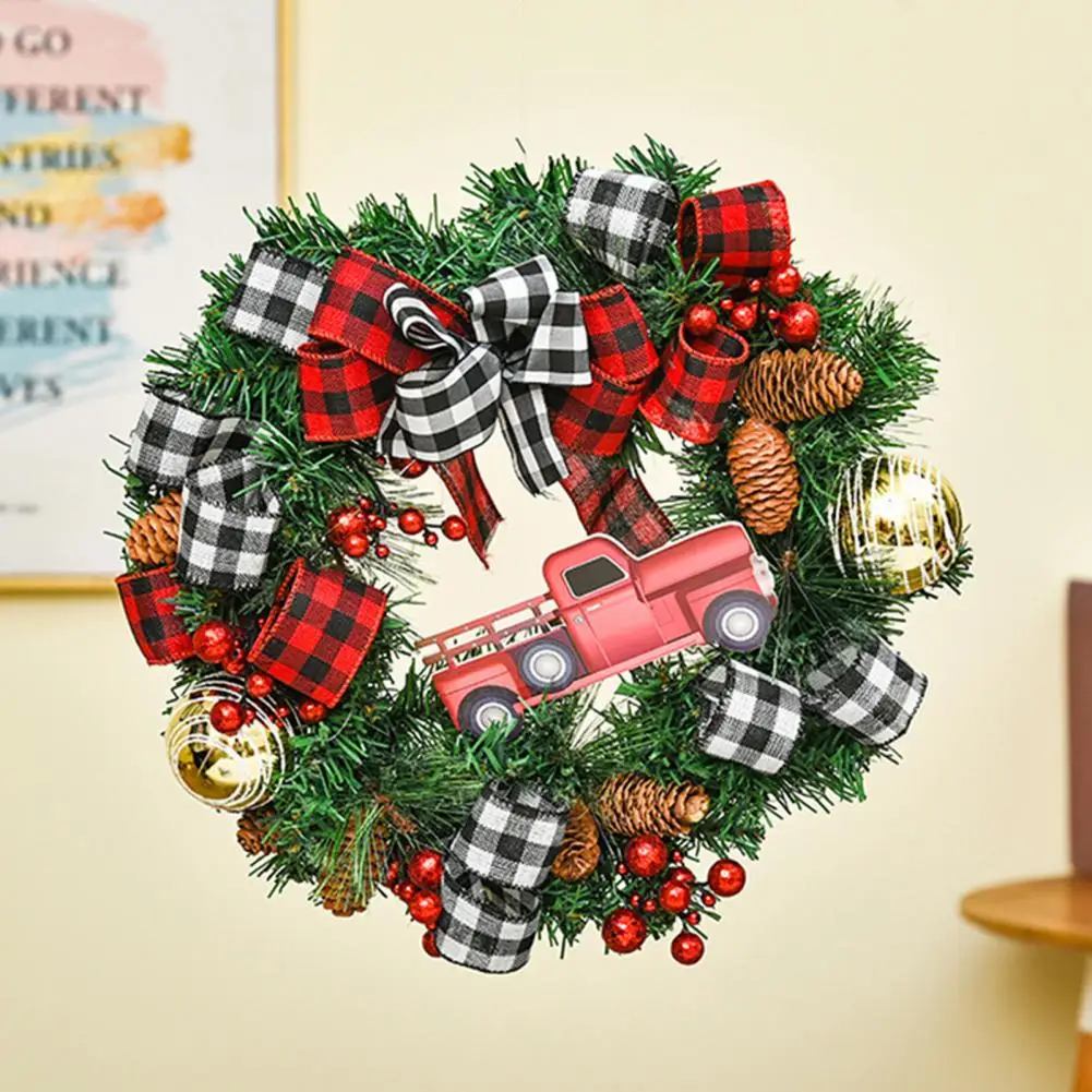 

Front Door Christmas Wreath Reusable 25cm Christmas Wreaths with Bowknot Festive Indoor Outdoor Decorations for Windows Doors