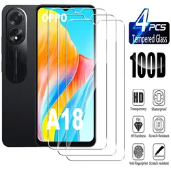 Premium 9H Tempered Glass Screen Protector Film, Pack of 2/4, HD Clarity for 4 pieces (For OPPO A18)