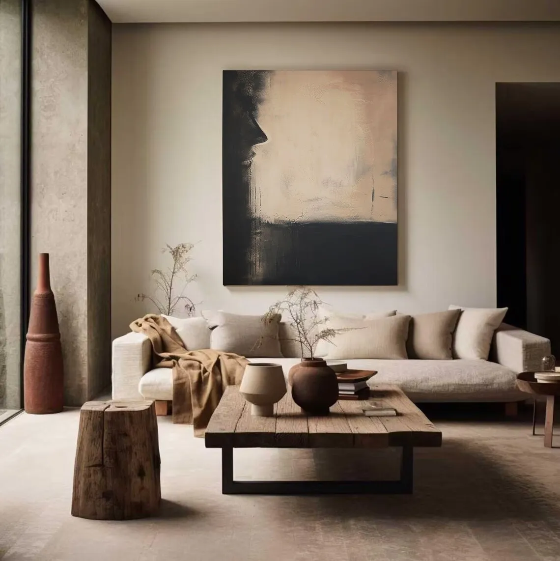 Wabi-Sabi Wall Art Black Beige Abstract Painting Medieval Black Beige Handmade Canvas Oil Painting Black Minimalist Wall Decor Wabi-Sabi Wall Art Black Beige Abstract Painting Medieval Black Beige Handmade Canvas Oil Painting Black Minimalist Wall Decor