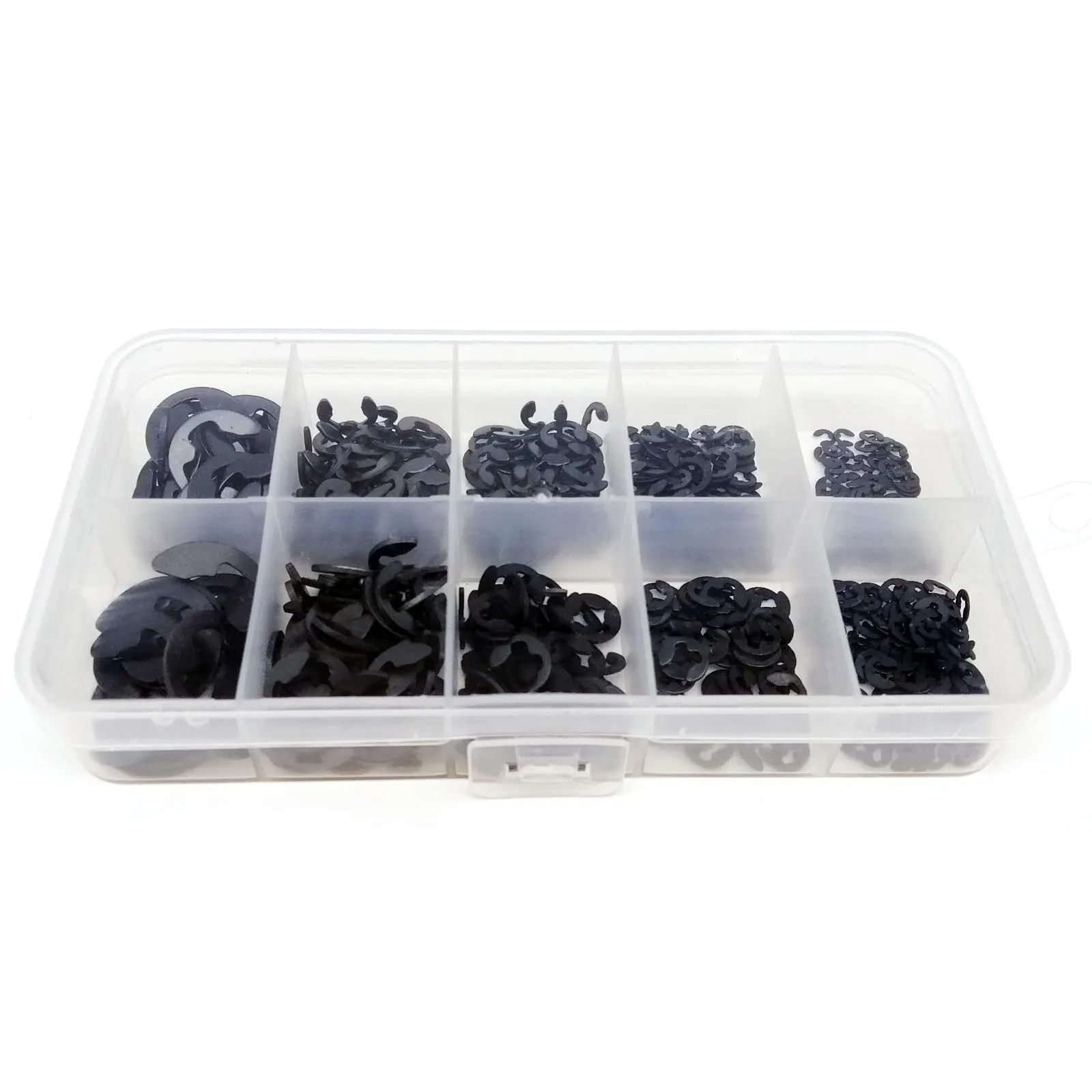 External Retaining Ring Stainless Steel Washer 580pcs/box Assortment Kit Set E Circlip Shaft External Retaining Ring Clip Washer 10 Size Stainless Steel Carbon Steel