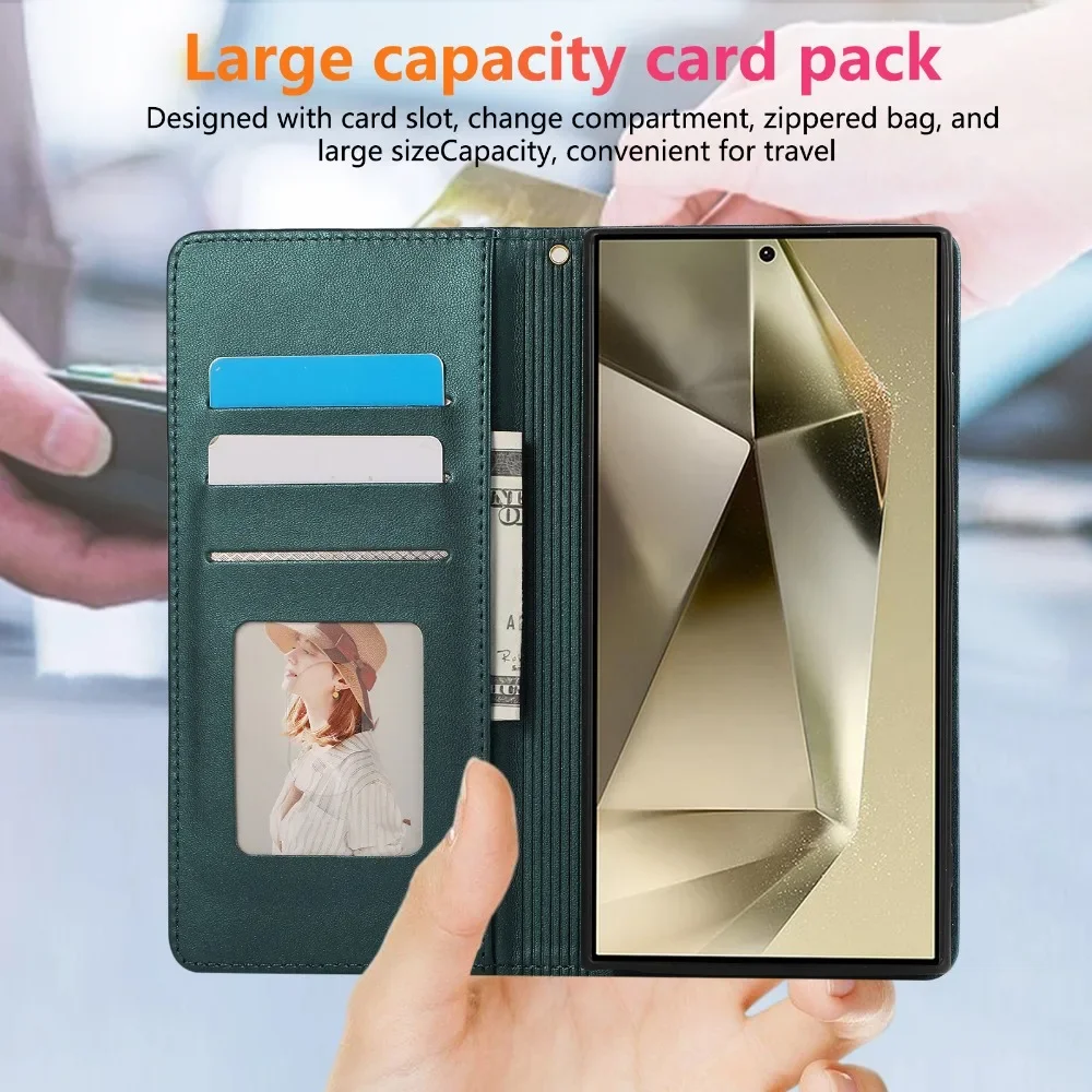 Θήκη πορτοφολιού με θήκη κάρτας για Samsung Galaxy S24 S23 FE S22 S21 Plus Note 20 Ultra με λουράκι καρπού και δερμάτινη προστατευτική θήκη_voghion.com