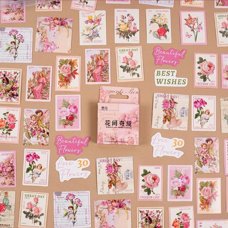46 teile/schachtel Blumen fee Rose Elfen Maiglöckchen Blume Fenster Retro-Stil Aufkleber Journal Briefpapier dekorative Aufkleber